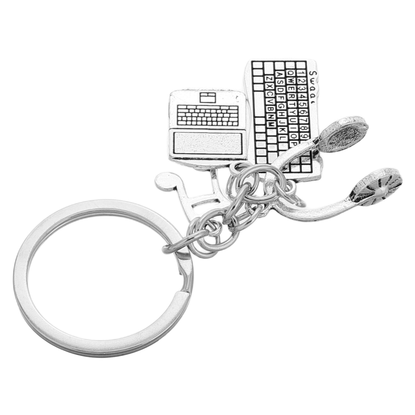 Tech Keychain Accessories - Metal Engineer Keychain Keyboard Mouse Headset