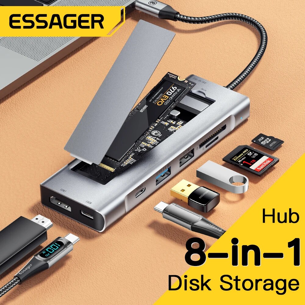 Usb C To Hdmi - Essager 8-in-1 USB Hub With Disk