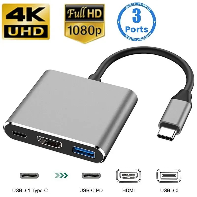Usb C To Hdmi - Type-C 3-in-1 Multiport Adapter for Switch/Phone/Computer