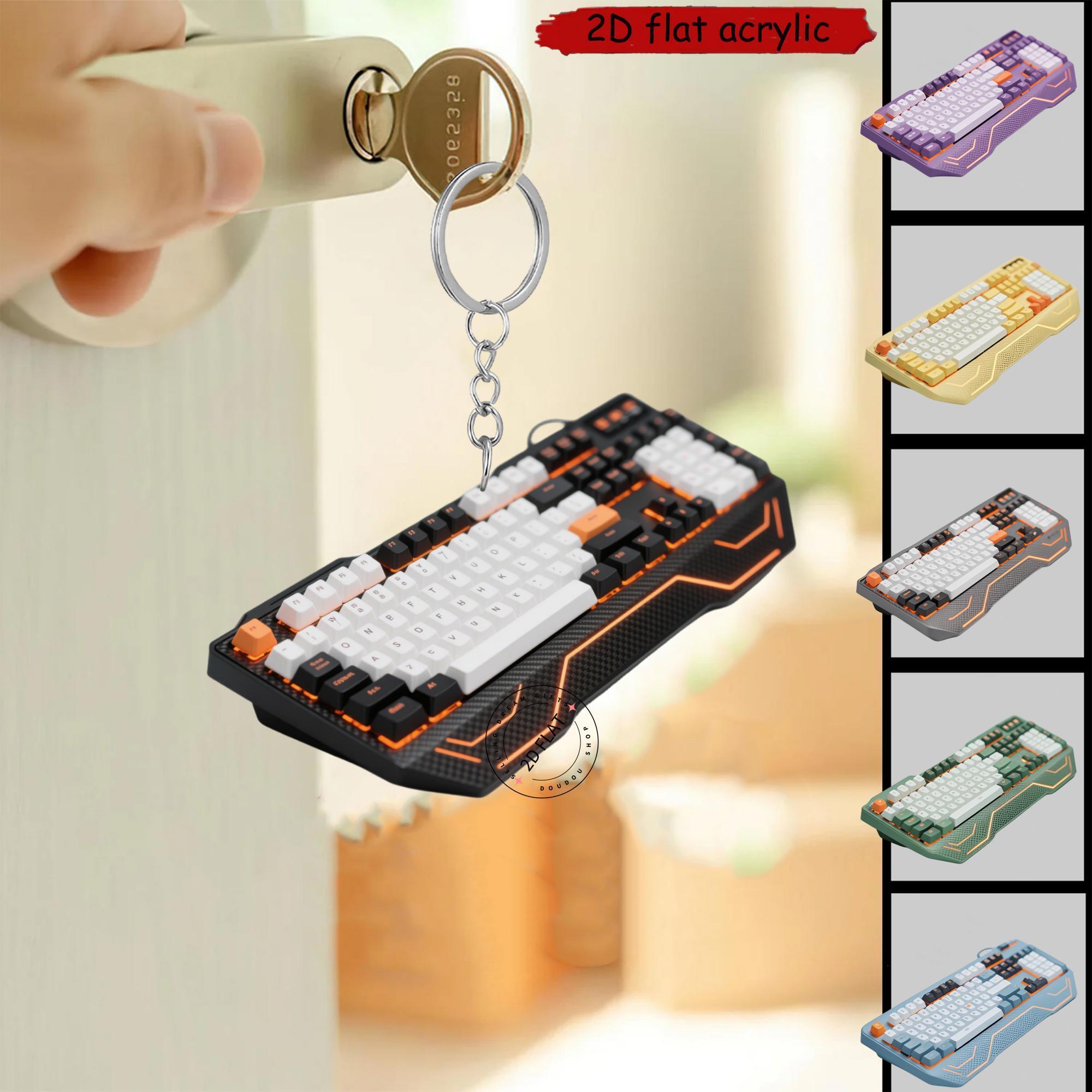 2D Keyboard Acrylic Keychain C - Tech Keychain Accessories 评论和价格