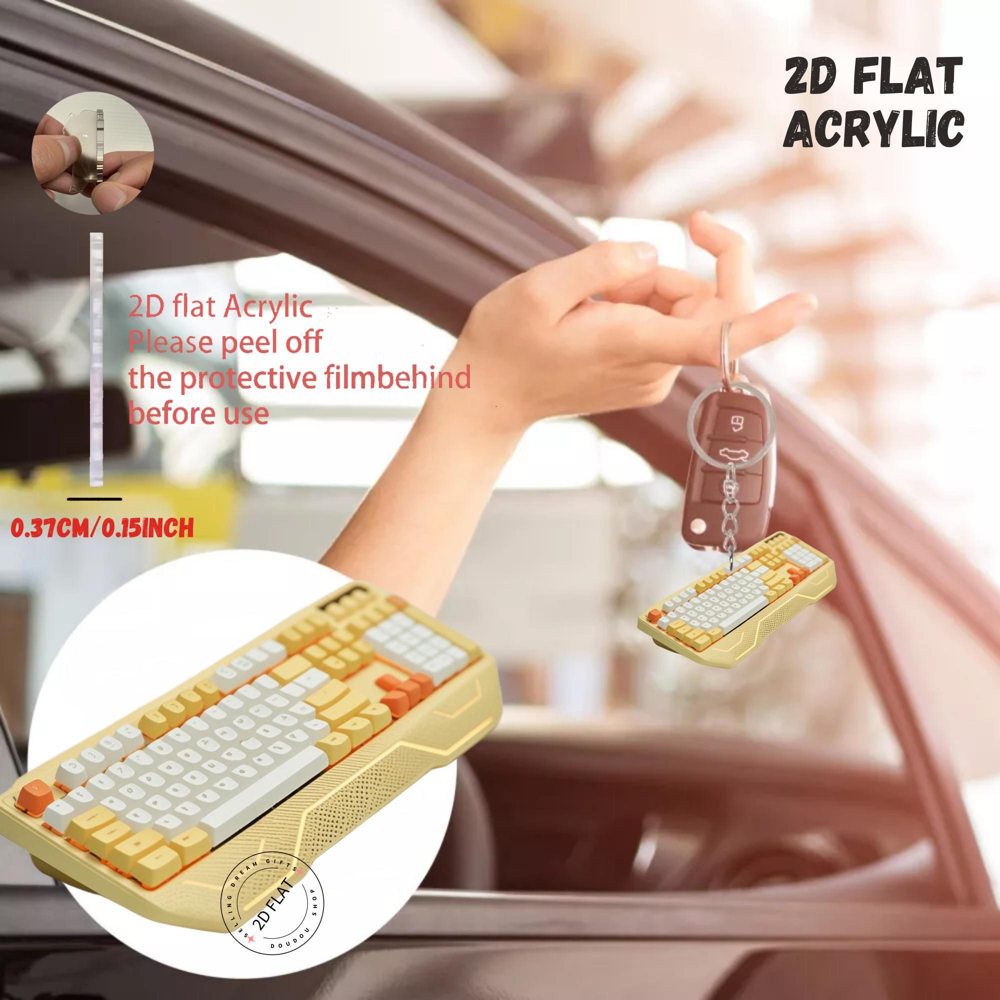 2D Keyboard Acrylic Keychain C - Tech Keychain Accessories 评论和价格