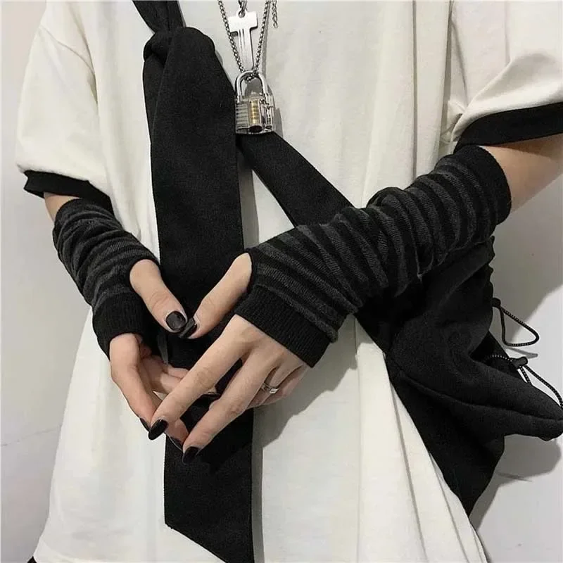 Black Punk Long Fingerless Glo - Y2K Tech Accessories 评论和价格