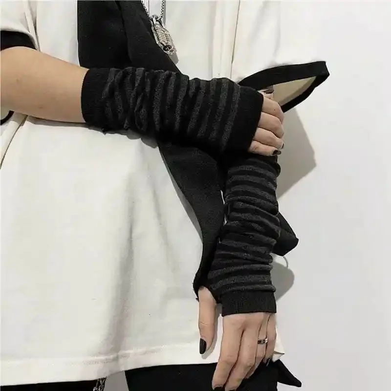 Black Punk Long Fingerless Glo - Y2K Tech Accessories 评论和价格
