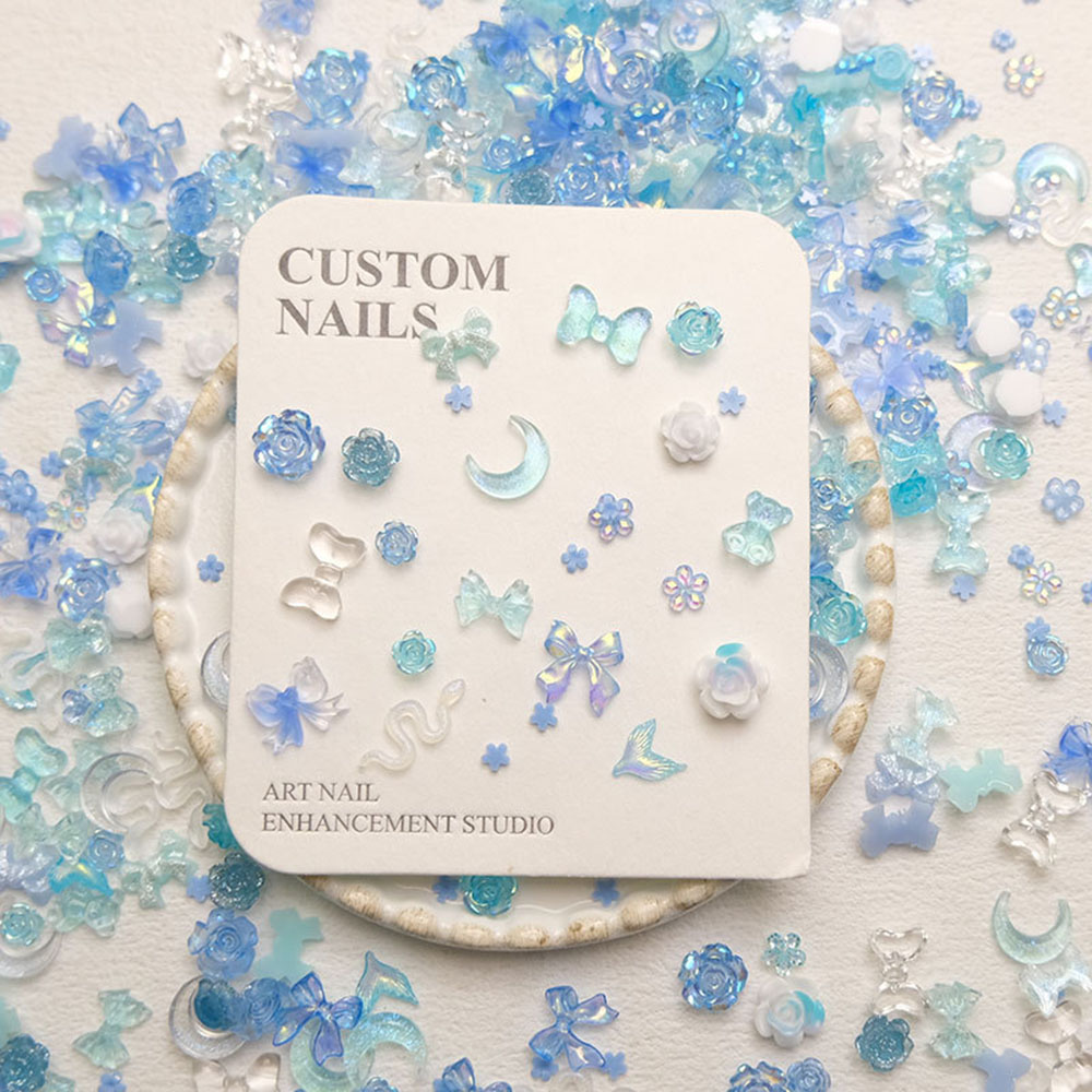 50pcs Mixed Blue Nail Resin Ch - Y2K Tech Accessories 评论和价格