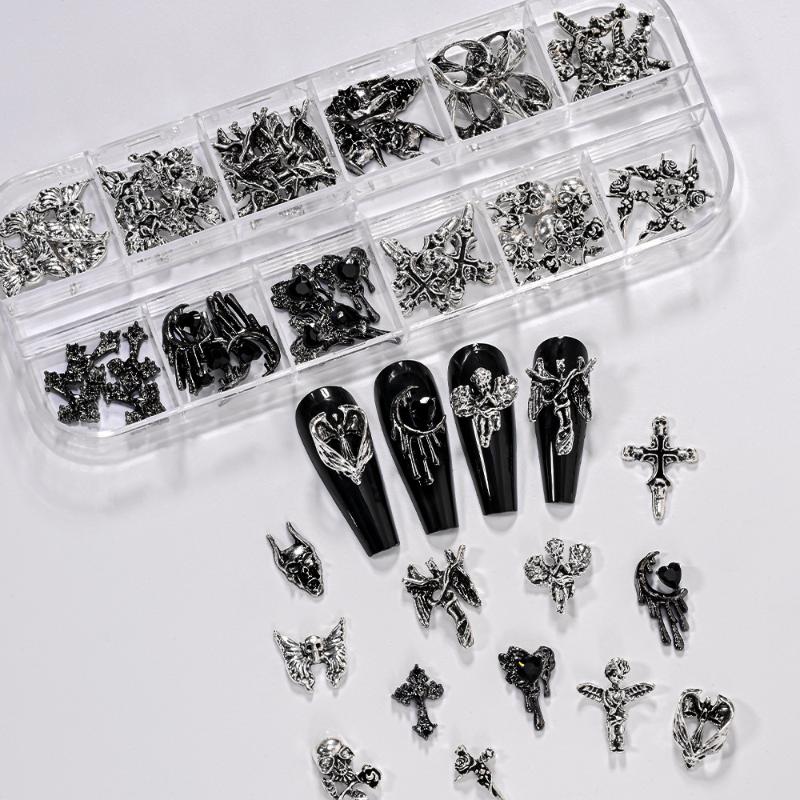 12Grid Vintage Cross Nail Art  - Y2K Tech Accessories 评论和价格